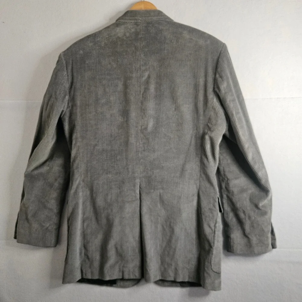 Jordache Mens Gray Corduroy Blazer Vintage 2 Button Sport Coat 42L Cotton